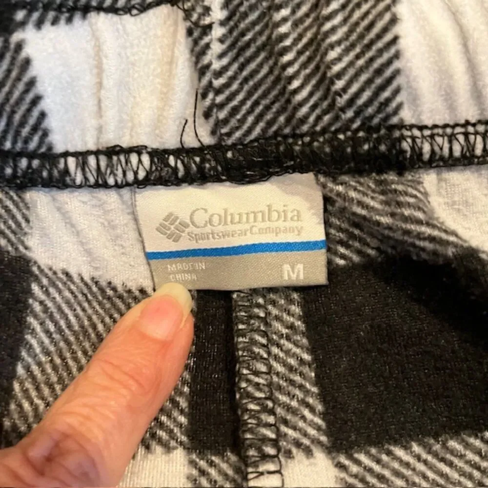 Columbia Men's Buffalo Check Black and White Fleece Pajama Pants‎ Size Medium